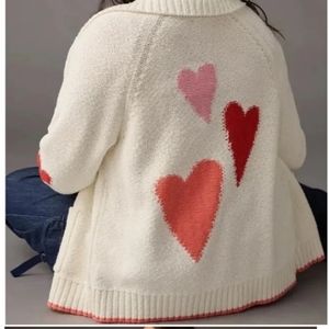 Maeve by Anthropologie Heart Cowel Neck Cardigan XL Petite